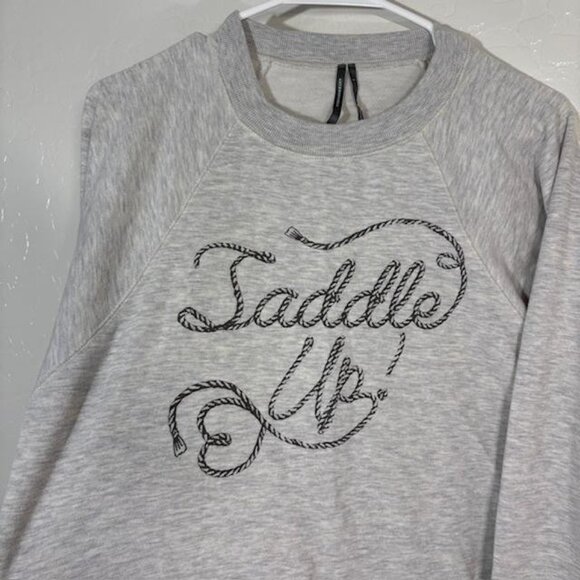 Anthropologie Sweatshirt Womens Small Gray Saddle Up Rope Graphic NWT - Picture 2 of 8